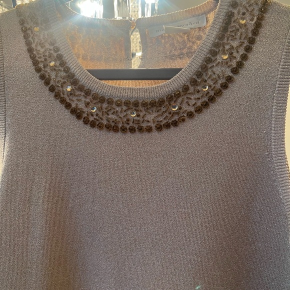 Bianca Nygard gold knit holiday shell with beading size large holiday wear - Picture 13 of 13